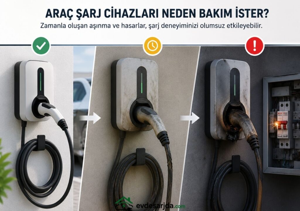 Düzenli kontrol edilmeyen şarj cihazlarında zamanla oluşan aşınma, performans kaybına ve ciddi arızalara neden olabilir.