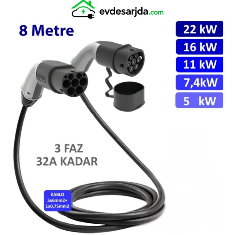 Hgsşarj 22 kW Tip 2 Şarj Kablosu