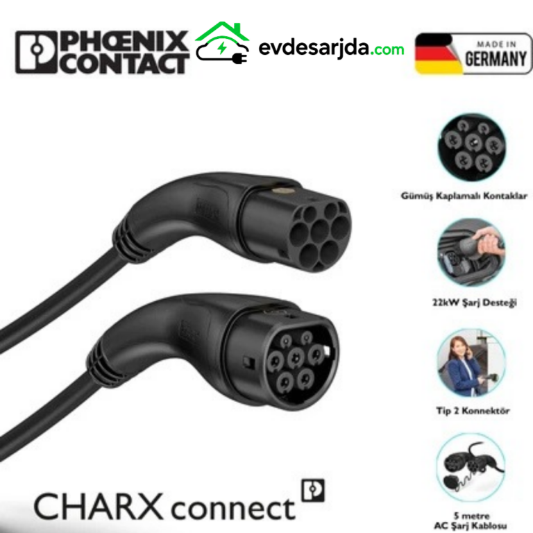 Phoenix Contact CHARX ET2CP-3AC32-5,0MES00P1 22 kW Tip 2 Şarj Kablosu